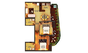 Unit Type-A 2BHK+2T 1200 Sq. ft.